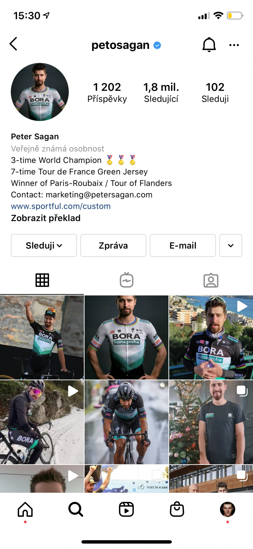Peter Sagan patří k cyklistům, jehož profil na instagramu přináší sledujícím hlavně pobavení. Foto: Michal Červený