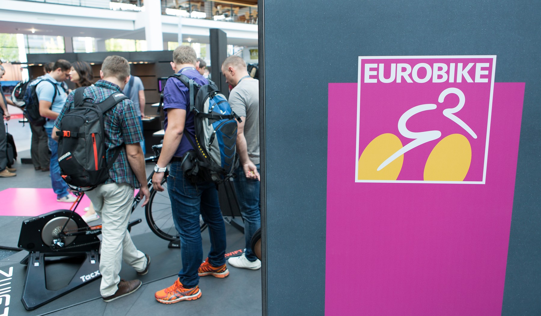 Visitors of the Eurobike fair stand in a fair hall in Friedrichshafen, Germany, 31 August 2016., Image: 298409382, License: Rights-managed, Restrictions: , Model Release: no, Credit line: Profimedia, TEMP EPA