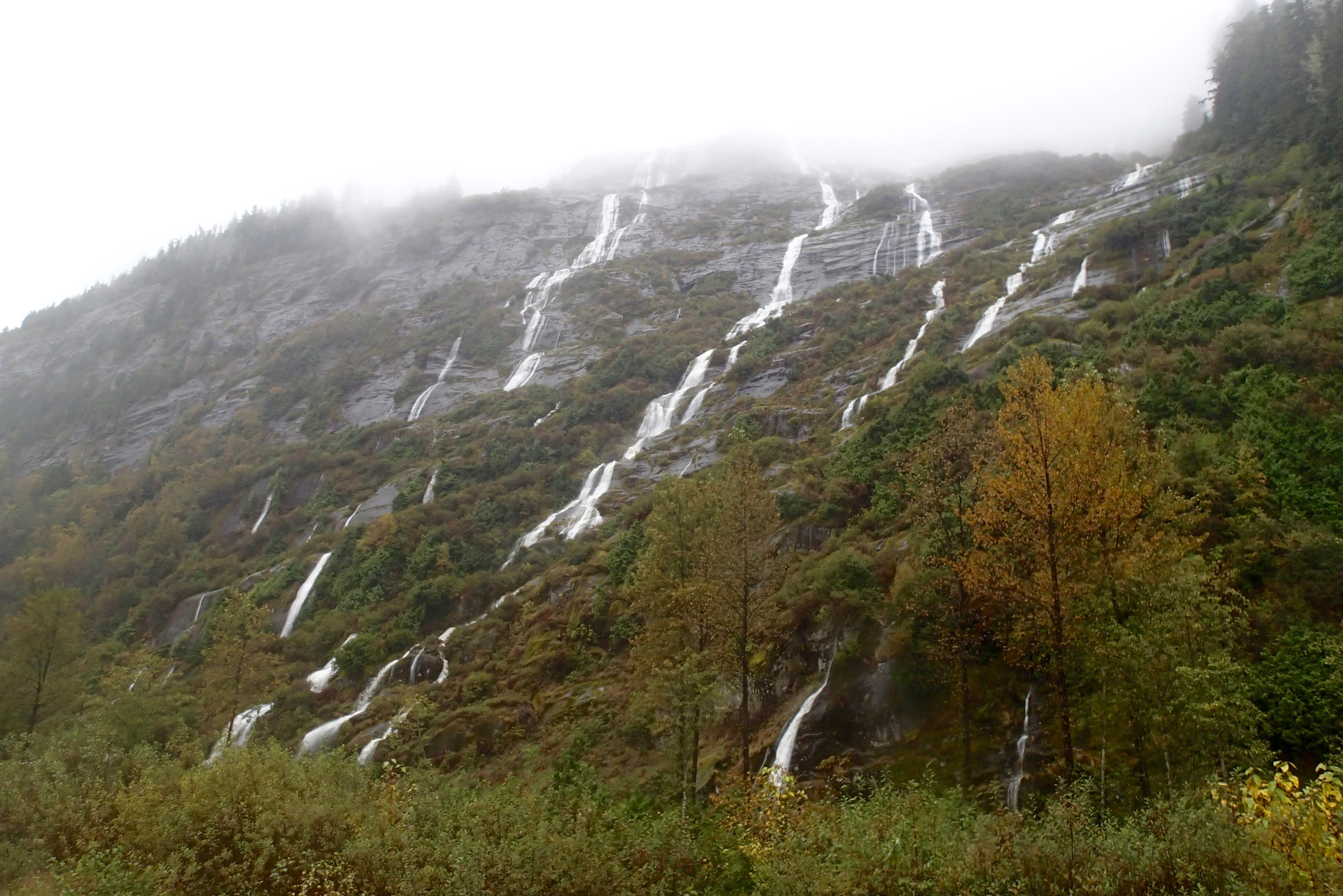 Waterfall after waterfall came down the mountain
