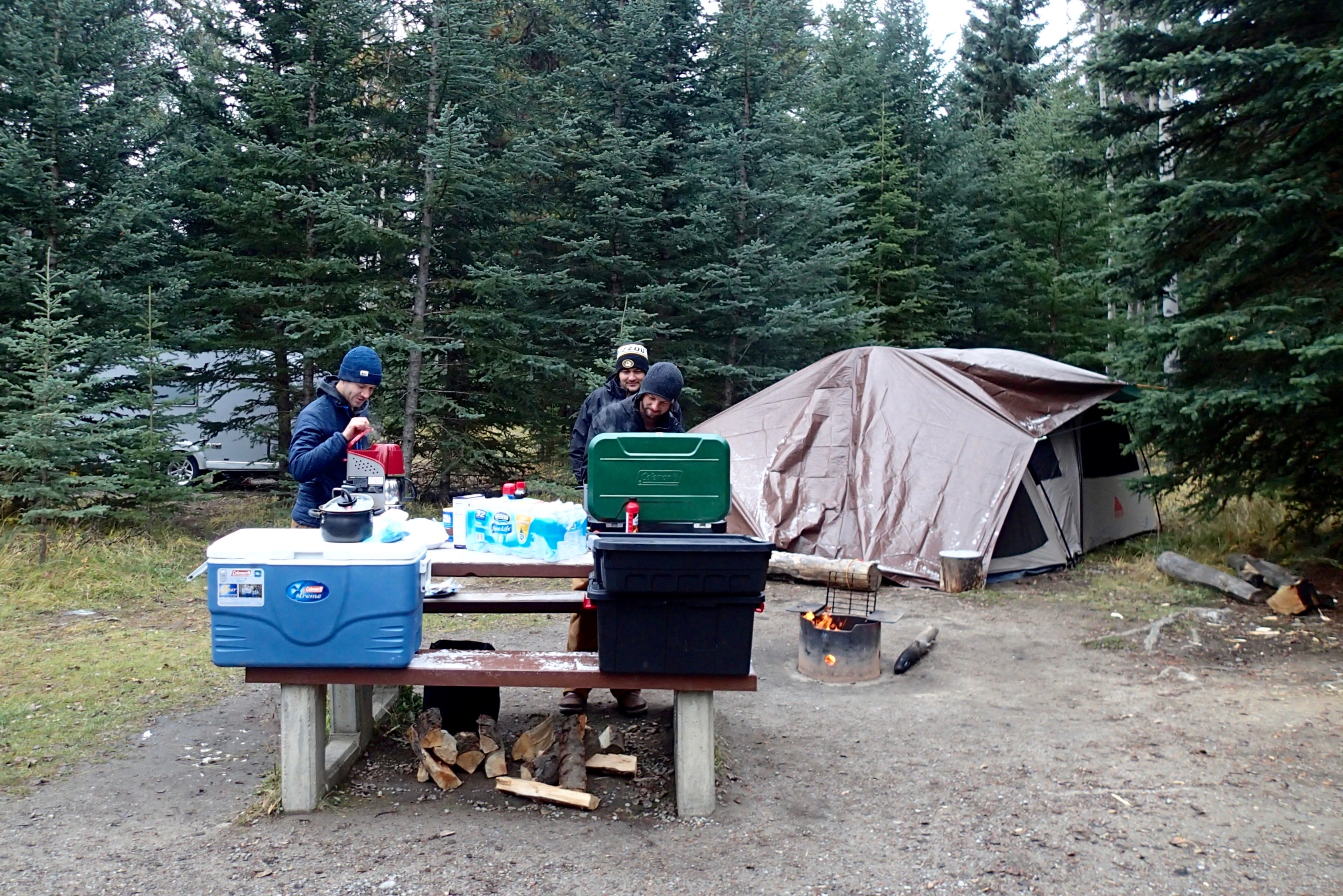 Scott, Trevor and Tim making breakfast