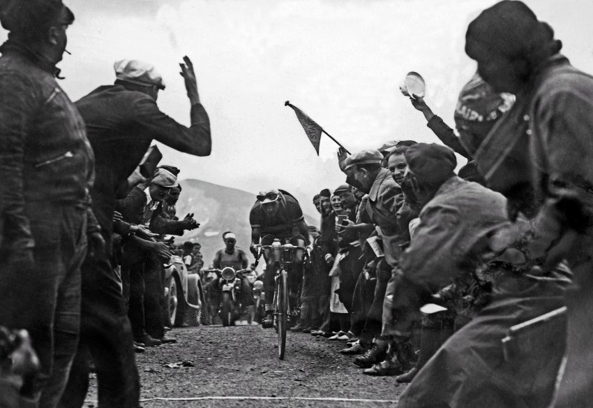 1937: Gino "the Pious" Bartali on the Galibier pass. He went on to win the Tour in 1938, but is best known for helping partisans in Nazi-occupied Italy and ultimately saving the lives of 800 Jews.