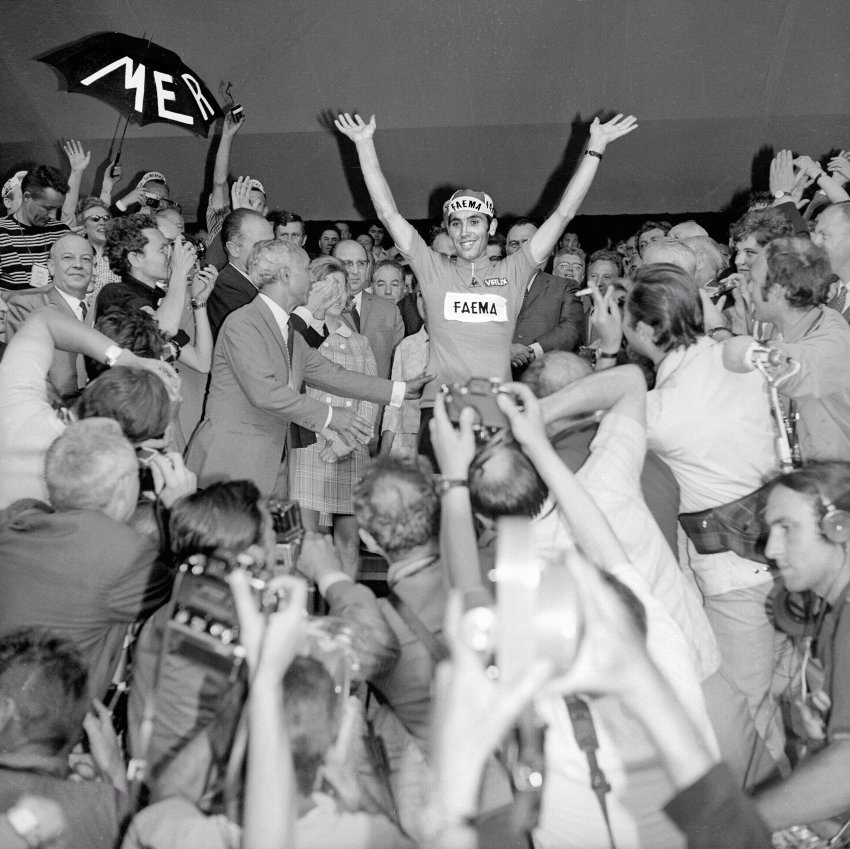 1969: The beginning of the Cannibal’s reign. Eddie Merckx won the Tour five times between 1969 and 1974 and is considered to be the best cyclist ever.
