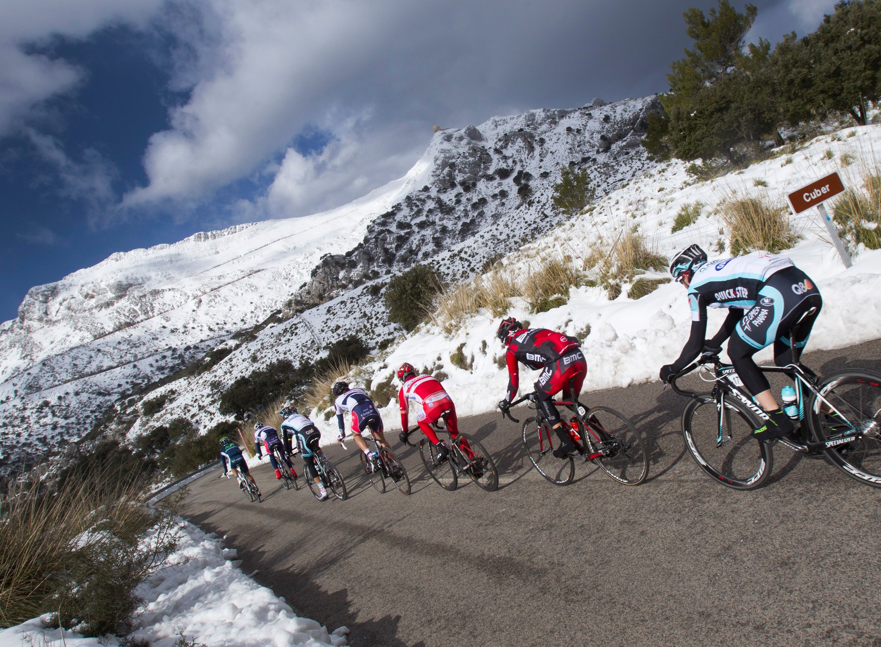 The pack ride in the tramuntana Mountains during the third stage of the Mallorca Challenge race on February 7, 2012., Image: 116844761, License: Rights-managed, Restrictions: , Model Release: no, Credit line: Profimedia, AFP