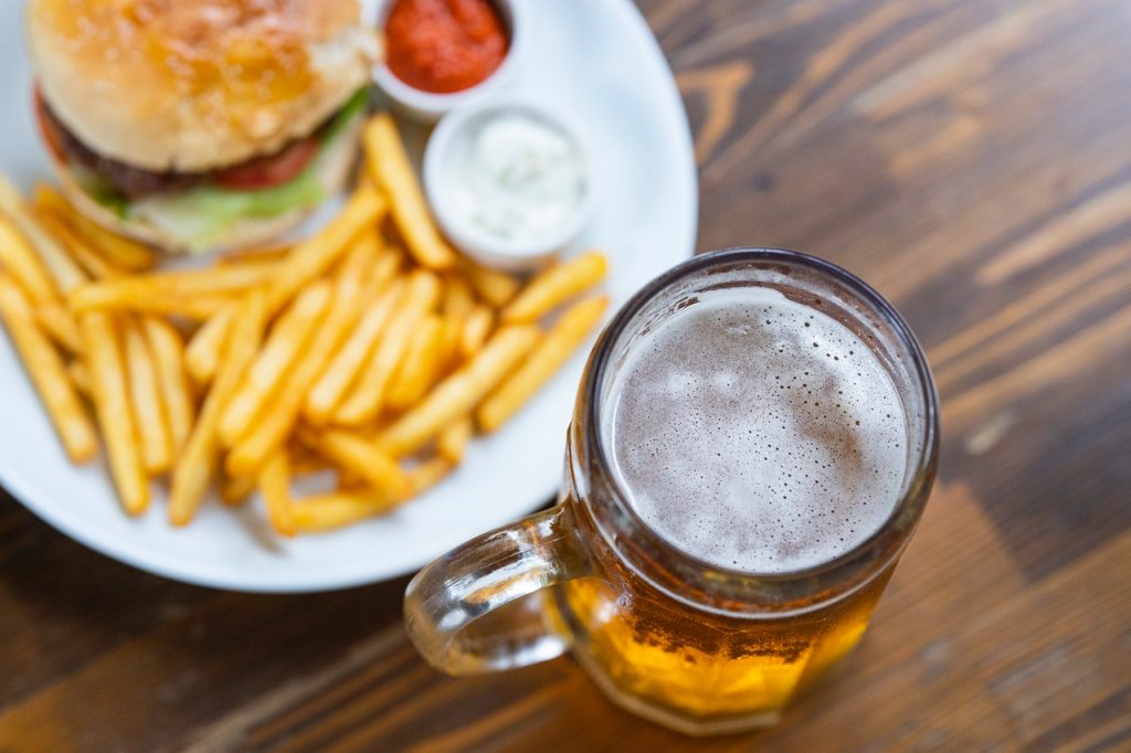 Burger with beer