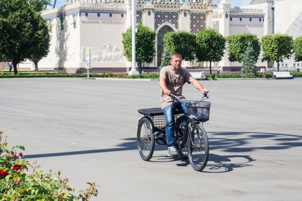 A man on a tricycle