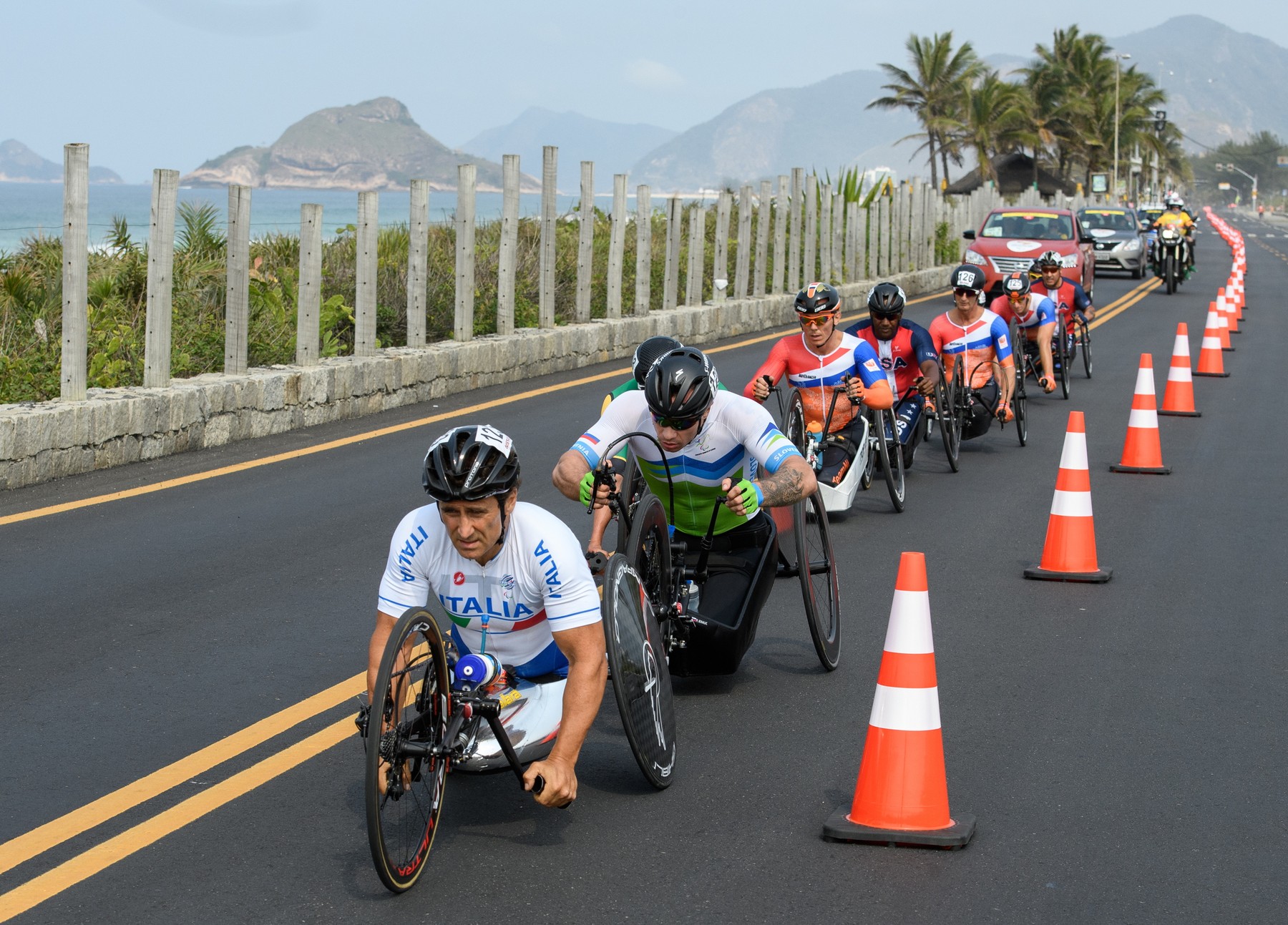 Sep 15, 2016 - Rio de Janeiro, Brazil - Alessandro Zanardi ITA (left) competes in the Men's Cycling Road Race H5 at Pontal. The Paralympic Games, Rio de Janeiro, Brazil, Thursday 15th September 2016. ., Image: 301670311, License: Rights-managed, Restrictions: , Model Release: no, Credit line: Profimedia, Zuma Press - News